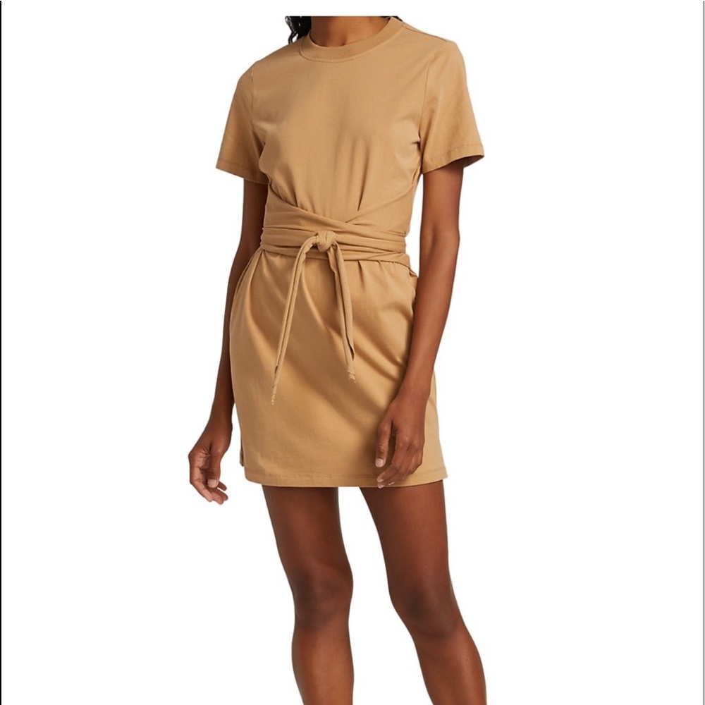 Alice and Olivia Evie Waist-Tie Shoulder-Pad T-Shirt Dress